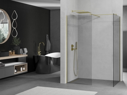 Mexen Kioto sprchová stěna Walk-in 180 x 85 cm, transparentní, zlatá kartáčovaná - 800-180-202-55-00-085