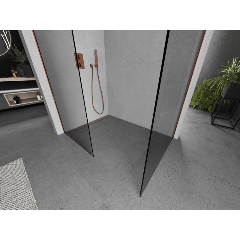 Mexen Kioto sprchová stěna Walk-in 170 x 100 cm, transparentní, růžové zlato - 800-170-202-60-00-100