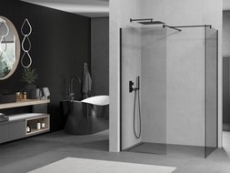 Mexen Kioto sprchová stěna Walk-in 110 x 75 cm, transparentní, černá - 800-110-202-70-00-075