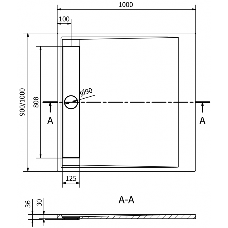 Mexen Amon obdélníkový sprchový kout SMC 100 x 90 cm, černý - 4F709010