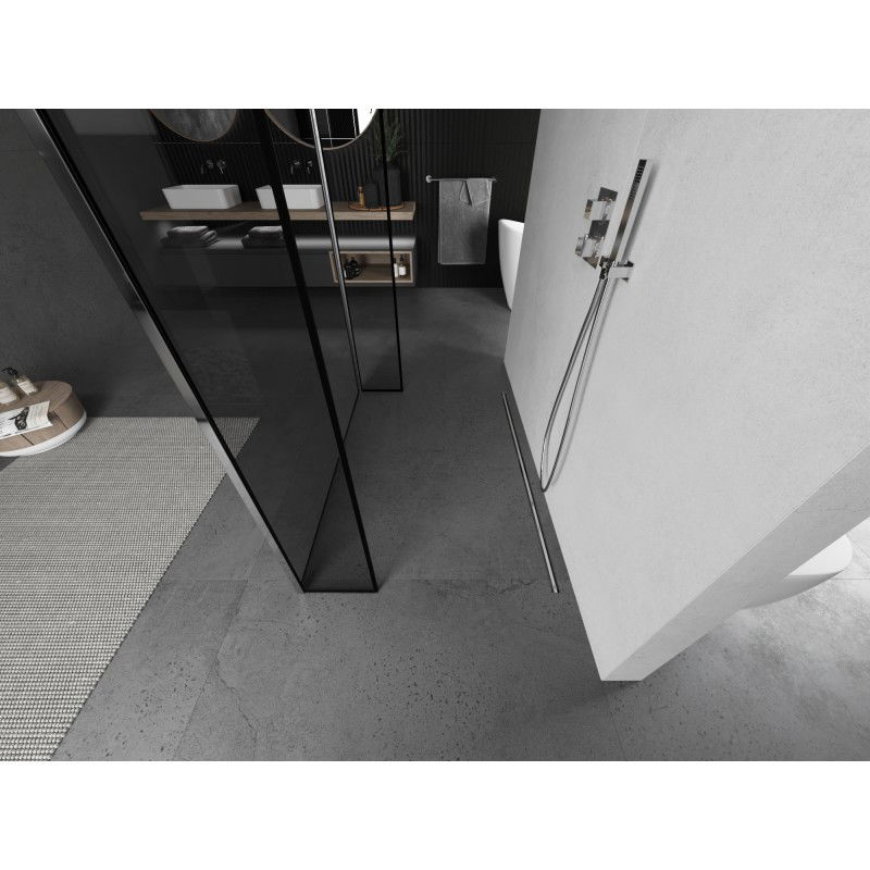 Mexen Kioto Volně stojící sprchová stěna 160 x 30 x 30 cm, černý rám, chrom - 800-160-030-222-01-70-030