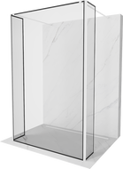 Mexen Kioto volně stojící sprchová zástěna 110 x 30 x 30 cm, černý rám, bílá - 800-110-030-222-20-70-030