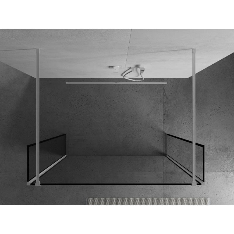 Mexen Kioto volně stojící sprchová stěna 120 x 30 x 30 cm, černý rámeček, bílá - 800-120-030-222-20-70-030