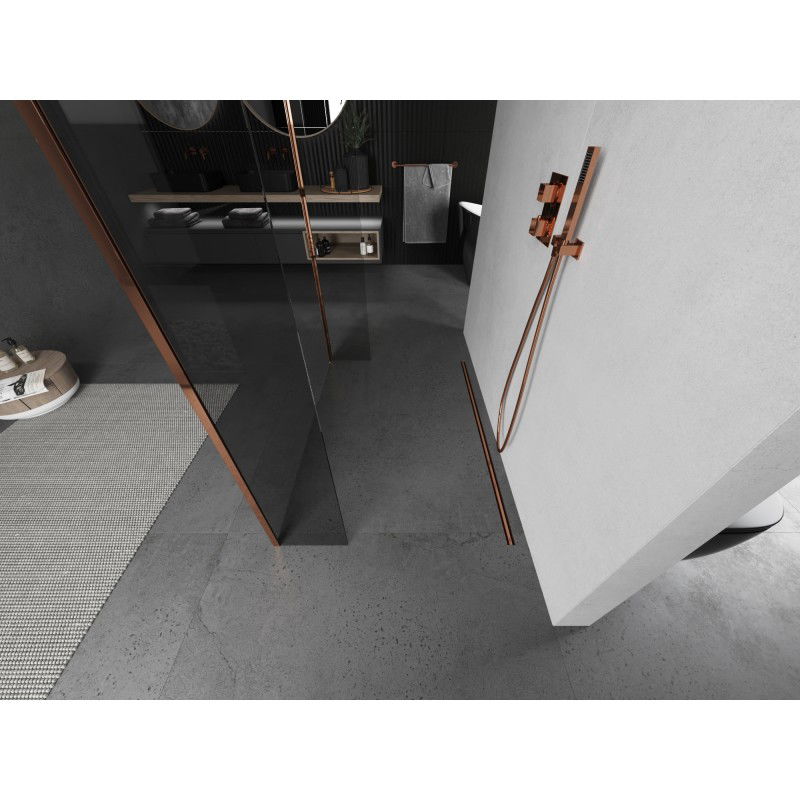 Mexen Kioto volně stojící sprchová stěna 130 x 30 x 30 cm, průhledná, růžové zlato - 800-130-030-222-60-00-030