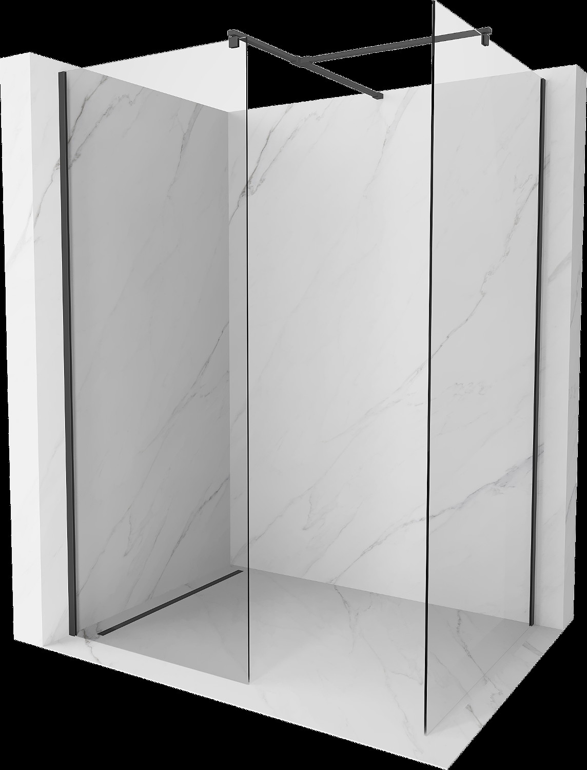 Mexen Kioto sprchová stěna Walk-in 150 x 85 cm, transparentní, černá - 800-150-202-70-00-085