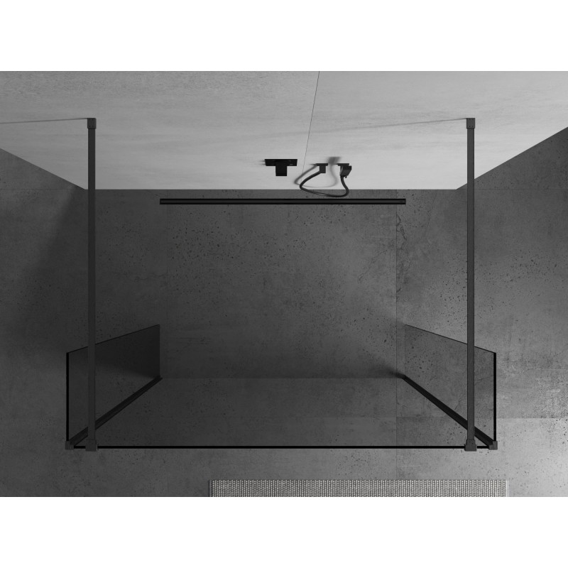 Mexen Kioto samostatně stojící sprchová stěna 170 x 30 x 30 cm, průhledná, gun šedá kartáčovaná
