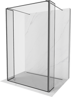 Mexen Kioto volně stojící sprchová stěna 110 x 30 x 30 cm, černý rámeček, kartáčovaná zbraň šedá - 800-110-030-222-66-70-030