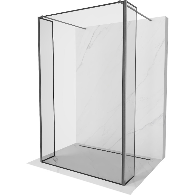Mexen Kioto volně stojící sprchová stěna 120 x 30 x 30 cm, černý rám, gun gray kartáčovaný