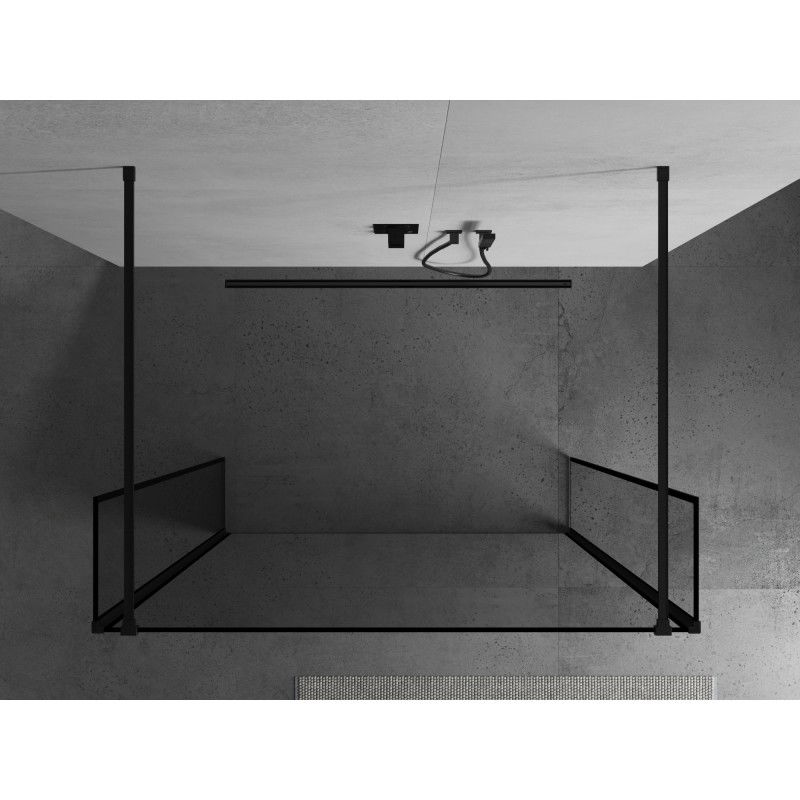 Mexen Kioto samostatně stojící sprchová zástěna 150 x 30 x 30 cm, černý rám, černá - 800-150-030-222-70-70-030