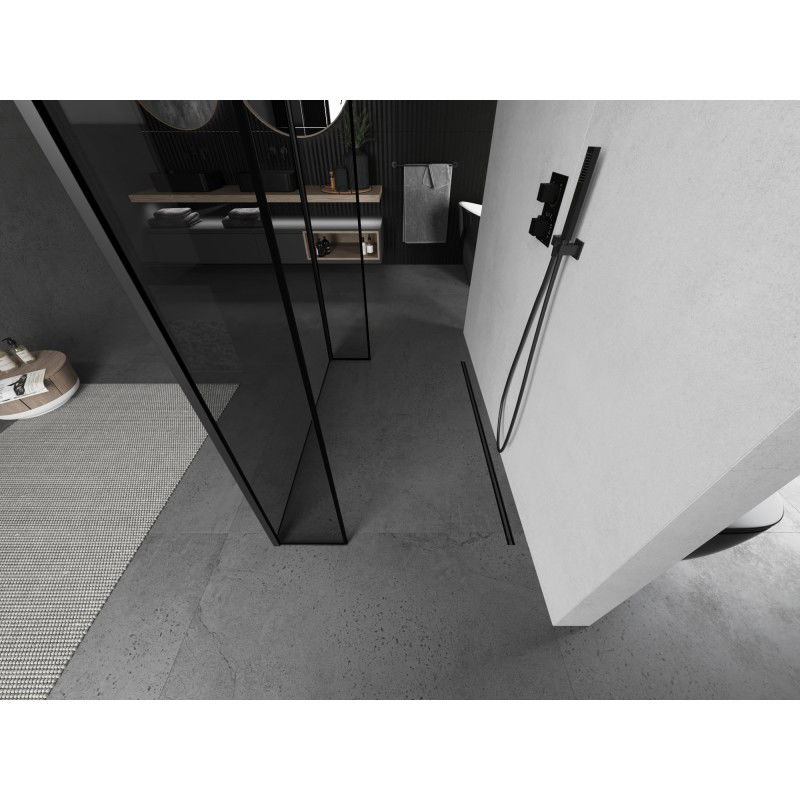 Mexen Kioto sprchová stěna volně stojící 140 x 30 x 30 cm, černý rám, černá - 800-140-030-222-70-70-030