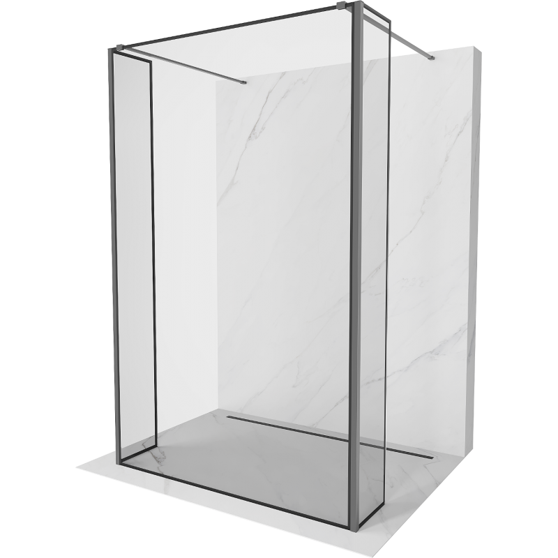 Mexen Kioto volně stojící sprchová stěna 110 x 30 x 30 cm, černý rámeček, gun metal - 800-110-030-222-95-70-030