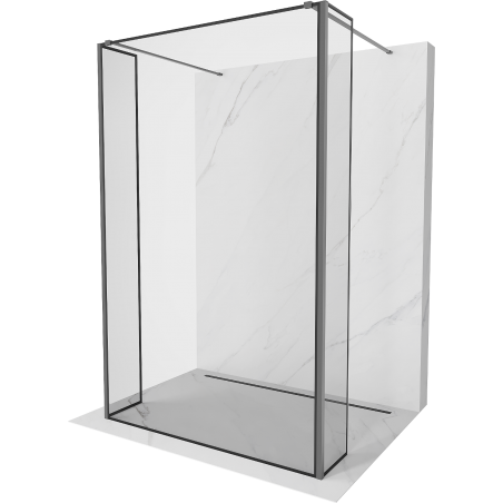 Mexen Kioto volně stojící sprchová stěna 110 x 30 x 30 cm, černý rámeček, gun metal - 800-110-030-222-95-70-030