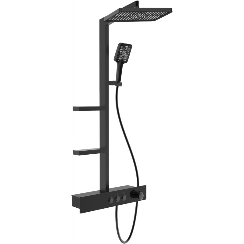 Mexen Saxx nástěnná sprchová sada s dešťovou sprchou a baterií, černá - 78102-70
