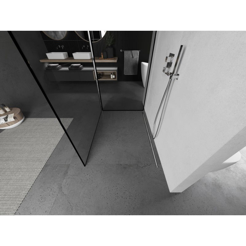 Mexen Kioto sprchová stěna Walk-in 120 x 70 cm, černý rám, chrom - 800-120-212-01-70-070