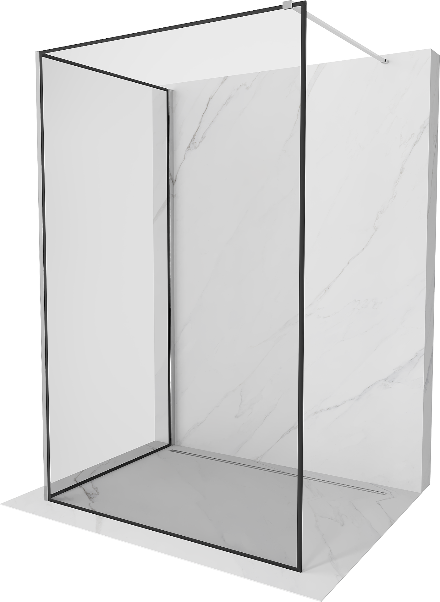 Mexen Kioto sprchová zástěna Walk-in 120 x 80 cm, černý vzor, chrom - 800-120-212-01-70-080