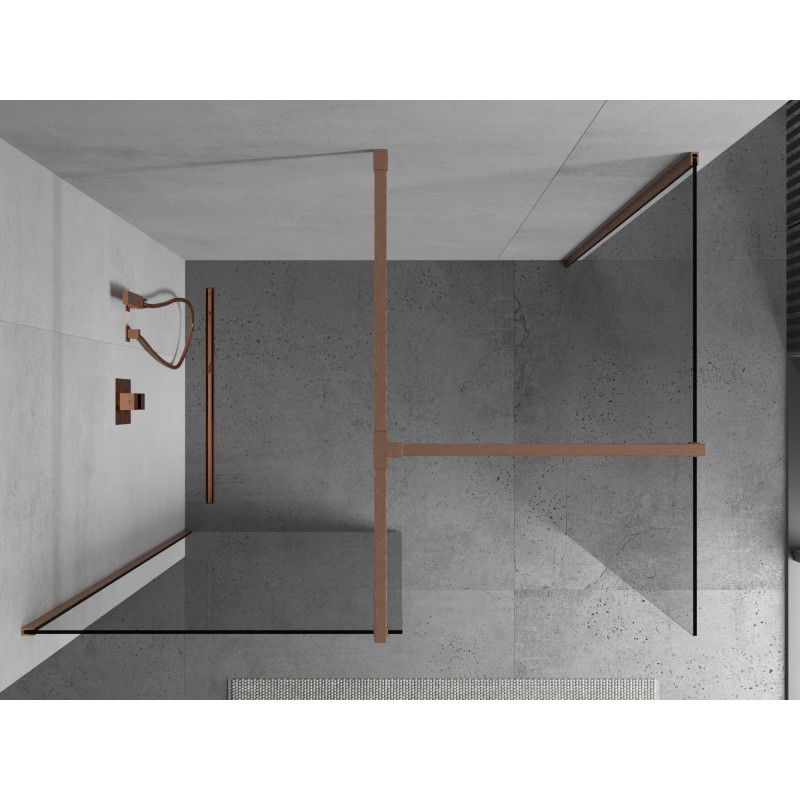 Mexen Kioto sprchová stěna Walk-in 150 x 90 cm, transparentní, kartáčovaná měď - 800-150-202-65-00-090
