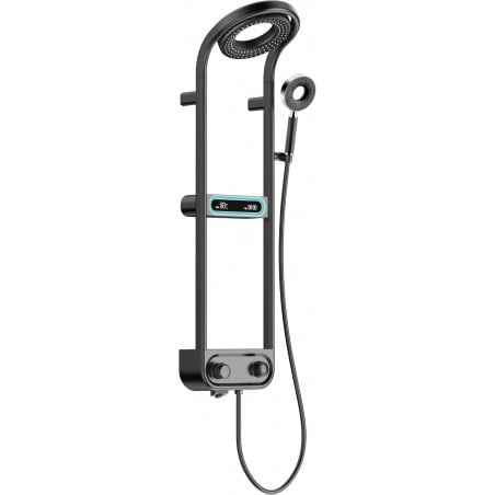 Mexen Peak nástěnná sprchová sada s dešťovou sprchou a baterií, LED displej, černá - 78106-70
