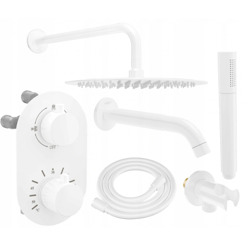 Mexen Kai DR70 podomítková vana a sprchový set s dešťovou sprchou 30 cm, bílá - 77602DR70301-20