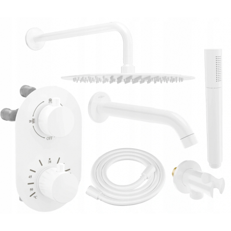 Mexen Kai DR70 podomítková vana a sprchový set s dešťovou sprchou 30 cm, bílá - 77602DR70301-20