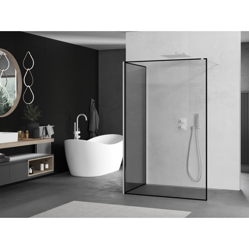 Mexen Kioto sprchová stěna Walk-in 120 x 80 cm, černý rám, bílá - 800-120-212-20-70-080