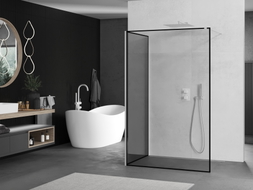 Mexen Kioto sprchová stěna Walk-in 120 x 80 cm, černý rám, bílá - 800-120-212-20-70-080