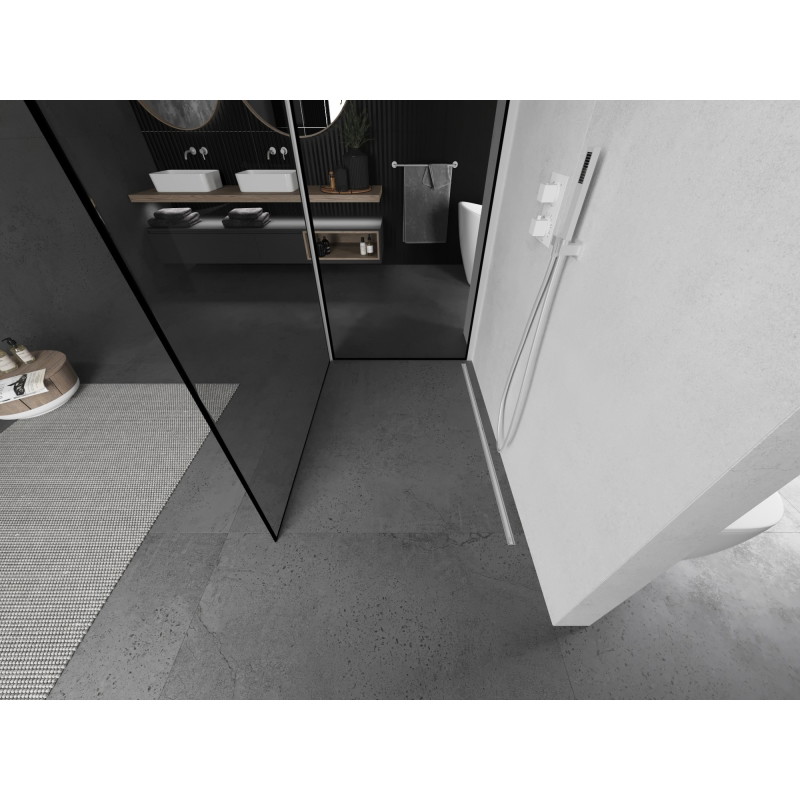 Mexen Kioto sprchová stěna Walk-in 120 x 80 cm, černý rám, bílá - 800-120-212-20-70-080