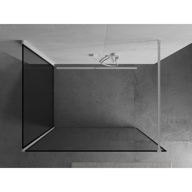 Mexen Kioto sprchová stěna Walk-in 120 x 80 cm, černý rám, bílá - 800-120-212-20-70-080