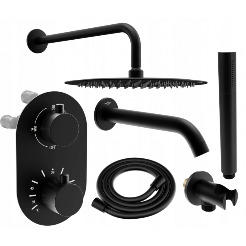 Mexen Kai DR70 vanový-sprchový set podomítkový s dešťovou hlavicí 30 cm, černý - 77602DR70301-70
