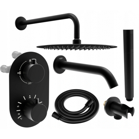 Mexen Kai DR70 vanový-sprchový set podomítkový s dešťovou hlavicí 30 cm, černý - 77602DR70301-70
