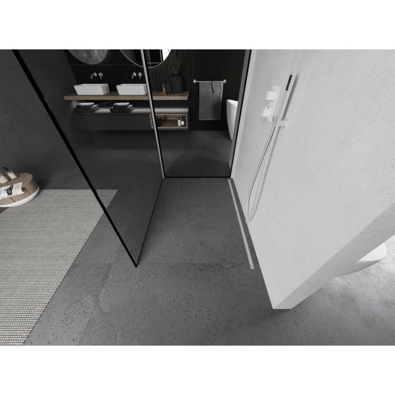 Mexen Kioto sprchová stěna Walk-in 100 x 100 cm, černý rám, bílá - 800-100-212-20-70-100