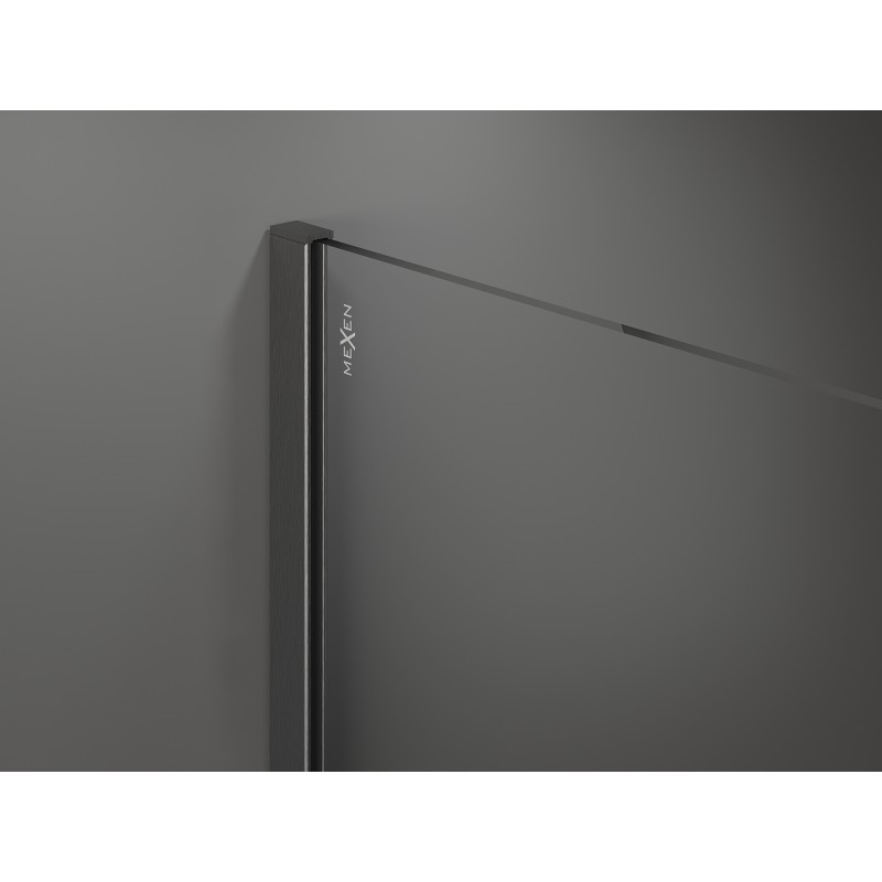 Mexen Kioto sprchová stěna Walk-in 130 x 80 cm, černý rám, kartáčovaný gun gray - 800-130-202-66-70-080