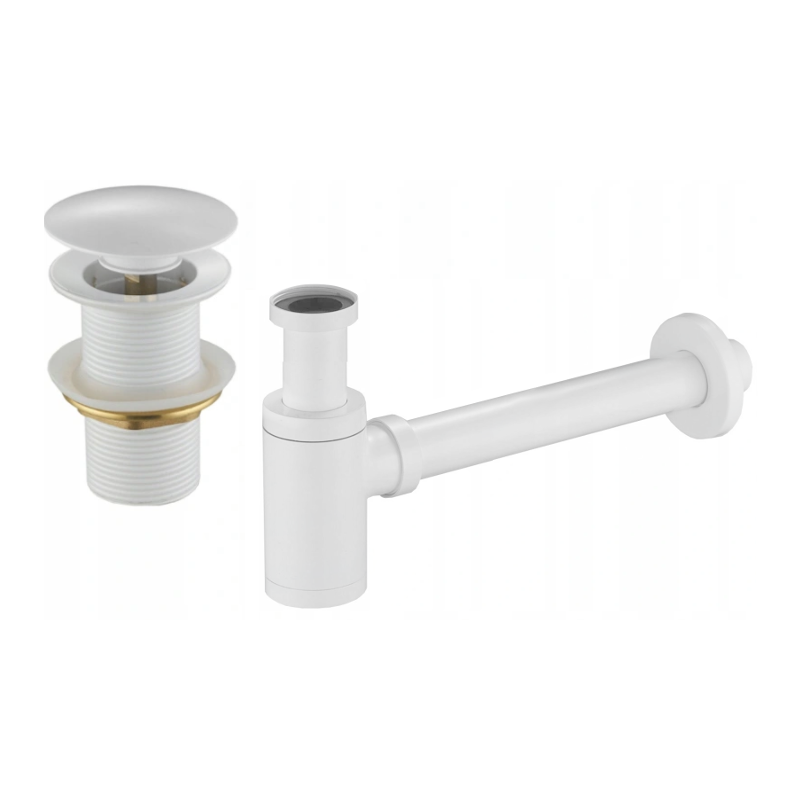 Mexen poloviční sifon umyvadlový kulatý s klik-klak zátkou, bez přepadu, bílý - 7991050-20