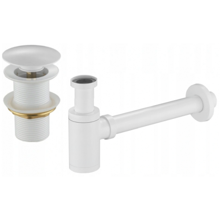 Mexen poloviční sifon umyvadlový kulatý s klik-klak zátkou, bez přepadu, bílý - 7991050-20