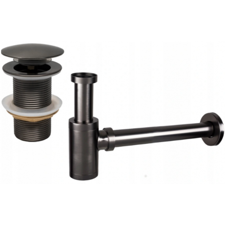 Mexen polosyfon umyvadlový kulatý s klik-klak uzávěrem, bez přepadu, grafit - 7991050-66