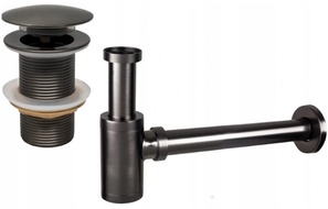 Mexen polosyfon umyvadlový kulatý s klik-klak uzávěrem, bez přepadu, grafit - 7991050-66