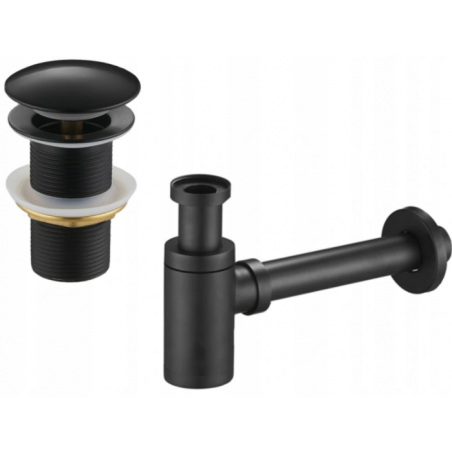 Mexen půlsifon umyvadlový kulatý s klik-klak uzávěrem, bez přepadu, černý - 7991050-70