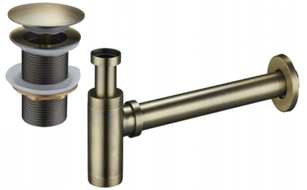 Mexen půlsifon umyvadlový kulatý s klik-klak zátkou, bez přepadu, mosaz antická- 7991050-40