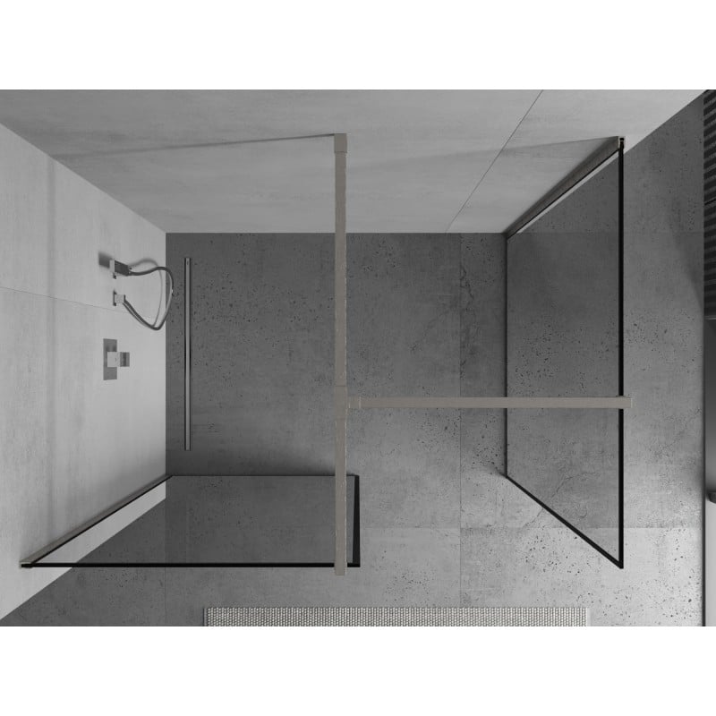 Mexen Kioto sprchová stěna Walk-in 110 x 70 cm, černý rám, kartáčovaný nikl - 800-110-202-97-70-070