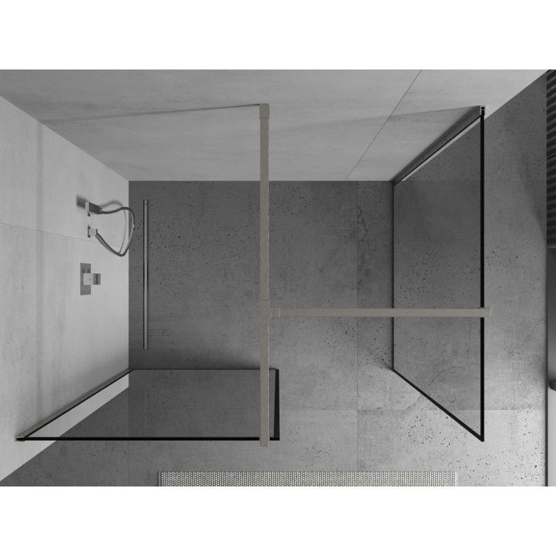 Mexen Kioto sprchová stěna Walk-in 140 x 110 cm, černý rám, kartáčovaný nikl - 800-140-202-97-70-110