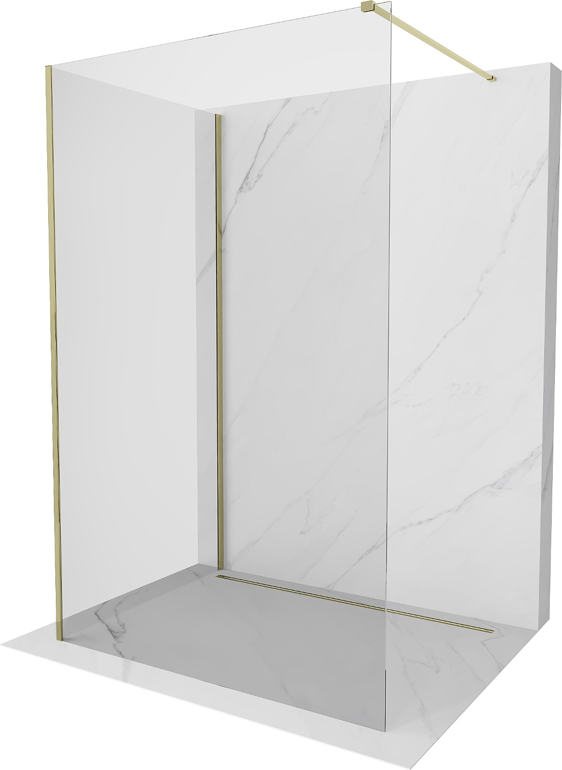 Mexen Kioto paraván pro sprchu Walk-in 100 x 75 cm, transparentní, zlatý - 800-100-212-50-00-075