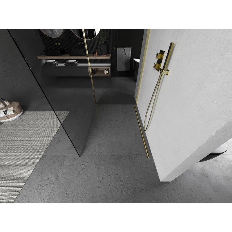 Mexen Kioto sprchová stěna Walk-in 100 x 75 cm, transparentní, zlatá - 800-100-212-50-00-075
