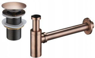 Mexen půlsifon umyvadlový kulatý s klik-klak zátkou, bez přepadu, antická měď - 7991050-45