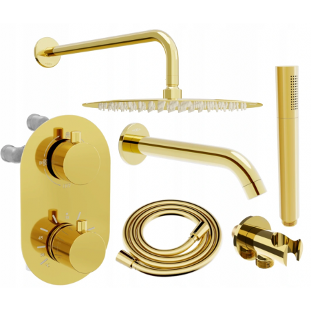 Mexen Kai DR70 podomítková vana-sprchový set se sprchou 25 cm, zlatý - 77602DR70251-50