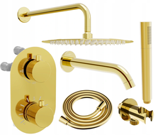 Mexen Kai DR70 podomítková vana-sprchový set se sprchou 25 cm, zlatý - 77602DR70251-50