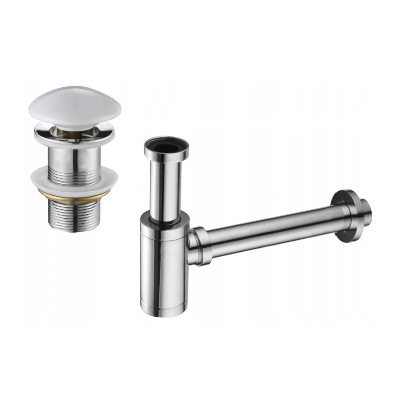 Mexen polovysifon umyvadlový kulatý s keramickou zátkou klik klak, bez přepadu, chrom/bílá - 7991050-02