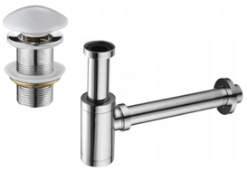 Mexen polovysifon umyvadlový kulatý s keramickou zátkou klik klak, bez přepadu, chrom/bílá - 7991050-02