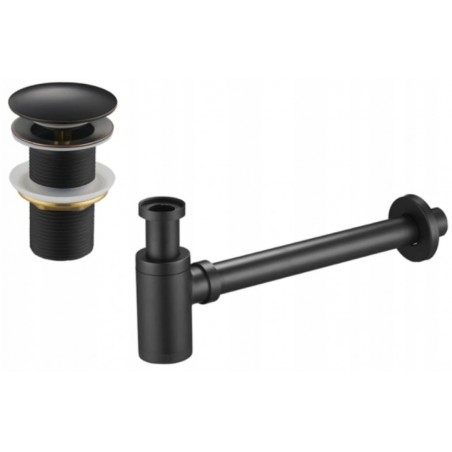 Mexen polovysifon umyvadlový kulatý s klik-klak zátkou, bez přepadu, černý antický - 7991050-79