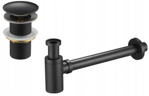 Mexen polovysifon umyvadlový kulatý s klik-klak zátkou, bez přepadu, černý antický - 7991050-79