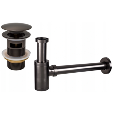 Mexen polosyfon umyvadlový kulatý s klik-klak zátkou, s přepadem, grafit - 7992050-66