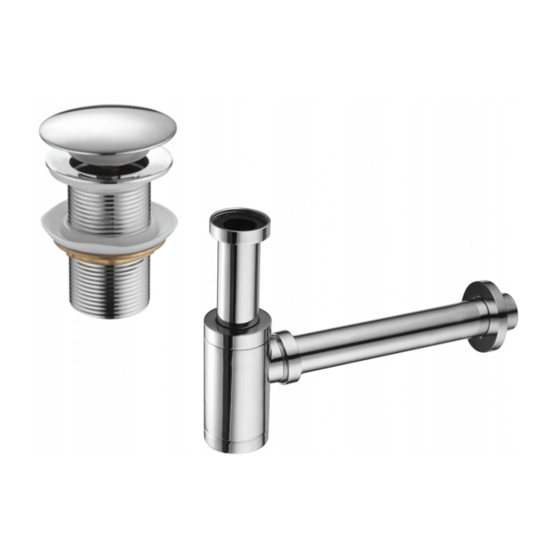 Mexen půlsifon umyvadlový kulatý s klik-klak zátkou, bez přepadu, chrom - 7991050-00